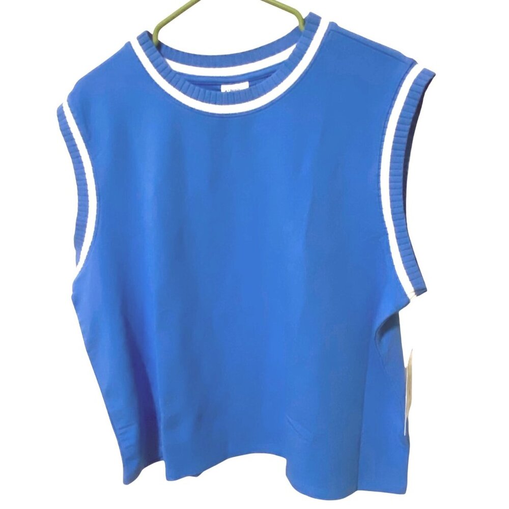 Sports Illustrated Pullover Vest Womens XL Blue Tenniscore Sporty Coastal Preppy